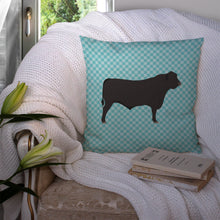 Load image into Gallery viewer, Black Angus Cow Blue Check Throw Pillow - 14x14 Decorative Pillow – Art for Your Home &amp; Patio BB8002PW1414