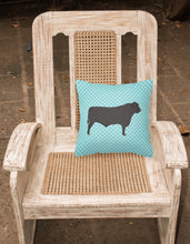 Load image into Gallery viewer, Black Angus Cow Blue Check Fabric Decorative Pillow BB8002PW1818