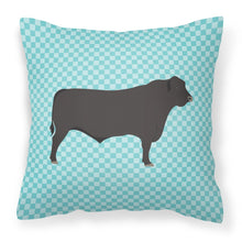 Load image into Gallery viewer, Black Angus Cow Blue Check Fabric Decorative Pillow BB8002PW1818