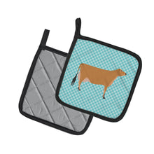 Load image into Gallery viewer, Jersey Cow Blue Check Pot Holders - Set of 2 - Heat-Resistant Kitchen Essentials BB8003PTHD