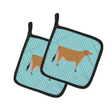 Load image into Gallery viewer, Jersey Cow Blue Check Pot Holders - Set of 2 - Heat-Resistant Kitchen Essentials BB8003PTHD