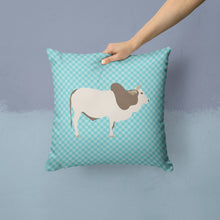 Load image into Gallery viewer, Malvi Cow Blue Check Throw Pillow - 14x14 Decorative Pillow – Art for Your Home &amp; Patio BB8004PW1414