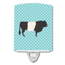Load image into Gallery viewer, Belted Galloway Cow Blue Check Ceramic Night Light BB8005CNL