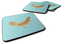 Load image into Gallery viewer, Frisian Friesian Chicken Blue Check Foam Coaster  BB8006FC