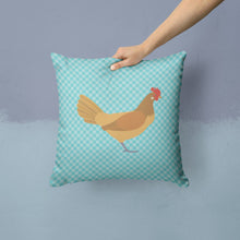 Load image into Gallery viewer, Frisian Friesian Chicken Blue Check Throw Pillow - 14x14 Decorative Pillow – Art for Your Home &amp; Patio BB8006PW1414