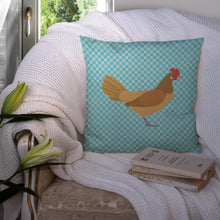 Load image into Gallery viewer, Frisian Friesian Chicken Blue Check Throw Pillow - 14x14 Decorative Pillow – Art for Your Home &amp; Patio BB8006PW1414
