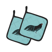Load image into Gallery viewer, Sumatra Chicken Blue Check Pot Holders - Set of 2 - Heat-Resistant Kitchen Essentials BB8007PTHD