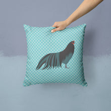 Load image into Gallery viewer, Sumatra Chicken Blue Check Throw Pillow - 14x14 Decorative Pillow – Art for Your Home &amp; Patio BB8007PW1414