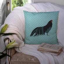 Load image into Gallery viewer, Sumatra Chicken Blue Check Throw Pillow - 14x14 Decorative Pillow – Art for Your Home &amp; Patio BB8007PW1414