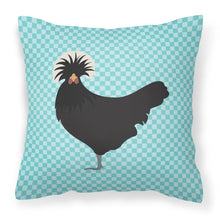 Load image into Gallery viewer, Polish Poland Chicken Blue Check Fabric Decorative Pillow BB8008PW1818