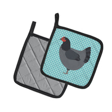 Load image into Gallery viewer, Jersey Giant Chicken Blue Check Pot Holders - Set of 2 - Heat-Resistant Kitchen Essentials BB8009PTHD