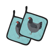 Load image into Gallery viewer, Jersey Giant Chicken Blue Check Pot Holders - Set of 2 - Heat-Resistant Kitchen Essentials BB8009PTHD