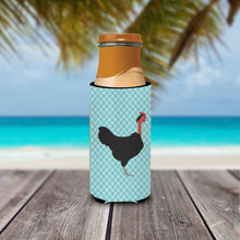 Load image into Gallery viewer, Naked Neck Chicken Blue Check   Hugger for slim cans