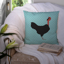Load image into Gallery viewer, Naked Neck Chicken Blue Check Throw Pillow - 14x14 Decorative Pillow – Art for Your Home &amp; Patio BB8013PW1414