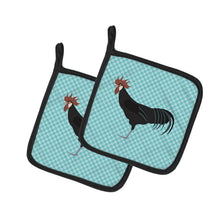 Load image into Gallery viewer, Minorca Ctalalan Chicken Blue Check Pot Holders - Set of 2 - Heat-Resistant Kitchen Essentials BB8015PTHD
