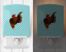 Load image into Gallery viewer, Malaysian Serama Chicken Blue Check Ceramic Night Light BB8016CNL