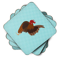 Load image into Gallery viewer, Malaysian Serama Chicken Blue Check Foam Coaster  BB8016FC