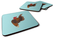Load image into Gallery viewer, Malaysian Serama Chicken Blue Check Foam Coaster  BB8016FC