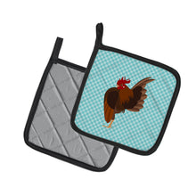Load image into Gallery viewer, Malaysian Serama Chicken Blue Check Pot Holders - Set of 2 - Heat-Resistant Kitchen Essentials BB8016PTHD