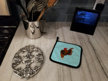 Load image into Gallery viewer, Malaysian Serama Chicken Blue Check Pot Holders - Set of 2 - Heat-Resistant Kitchen Essentials BB8016PTHD