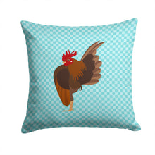Load image into Gallery viewer, Malaysian Serama Chicken Blue Check Throw Pillow - 14x14 Decorative Pillow – Art for Your Home &amp; Patio BB8016PW1414