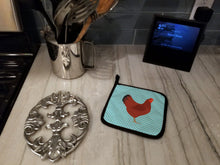 Load image into Gallery viewer, New Hampshire Red Chicken Blue Check Pot Holders - Set of 2 - Heat-Resistant Kitchen Essentials BB8017PTHD