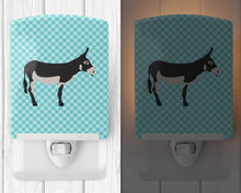 Load image into Gallery viewer, American Mammoth Jack Donkey Blue Check Ceramic Night Light BB8018CNL