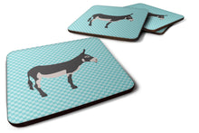 Load image into Gallery viewer, American Mammoth Jack Donkey Blue Check Foam Coaster  BB8018FC