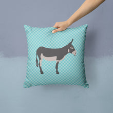 Load image into Gallery viewer, American Mammoth Jack Donkey Blue Check Throw Pillow - 14x14 Decorative Pillow – Art for Your Home &amp; Patio BB8018PW1414