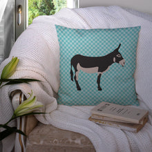 Load image into Gallery viewer, American Mammoth Jack Donkey Blue Check Throw Pillow - 14x14 Decorative Pillow – Art for Your Home &amp; Patio BB8018PW1414