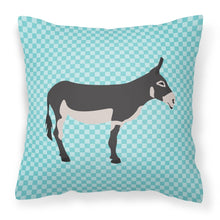 Load image into Gallery viewer, American Mammoth Jack Donkey Blue Check Fabric Decorative Pillow BB8018PW1818