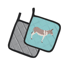 Load image into Gallery viewer, Australian Teamster Donkey Blue Check Pot Holders - Set of 2 - Heat-Resistant Kitchen Essentials BB8020PTHD