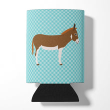 Load image into Gallery viewer, Miniature Mediterranian Donkey Blue Check Can or Bottle Hugger BB8021CC