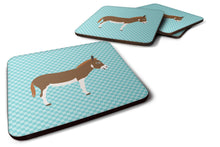 Load image into Gallery viewer, Miniature Mediterranian Donkey Blue Check Foam Coaster  BB8021FC