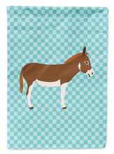 Load image into Gallery viewer, Miniature Mediterranian Donkey Blue Check Garden Flag - Outdoor Decorative Yard Flag