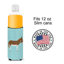Load image into Gallery viewer, Miniature Mediterranian Donkey Blue Check   Hugger for slim cans