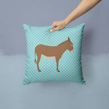 Load image into Gallery viewer, Cotentin Donkey Blue Check Throw Pillow - 14x14 Decorative Pillow – Art for Your Home &amp; Patio BB8023PW1414