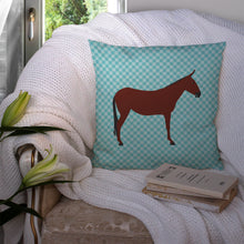 Load image into Gallery viewer, Hinny Horse Donkey Blue Check Throw Pillow - 14x14 Decorative Pillow – Art for Your Home &amp; Patio BB8024PW1414