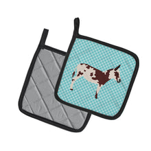 Load image into Gallery viewer, American Spotted Donkey Blue Check Pot Holders - Set of 2 - Heat-Resistant Kitchen Essentials BB8025PTHD