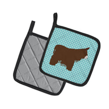 Load image into Gallery viewer, Poitou Poiteuin Donkey Blue Check Pot Holders - Set of 2 - Heat-Resistant Kitchen Essentials BB8026PTHD