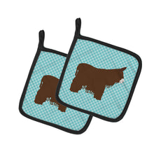 Load image into Gallery viewer, Poitou Poiteuin Donkey Blue Check Pot Holders - Set of 2 - Heat-Resistant Kitchen Essentials BB8026PTHD