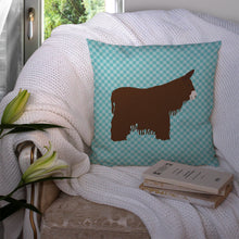 Load image into Gallery viewer, Poitou Poiteuin Donkey Blue Check Throw Pillow - 14x14 Decorative Pillow – Art for Your Home &amp; Patio BB8026PW1414
