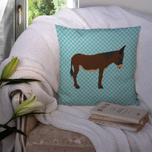 Load image into Gallery viewer, Zamorano-Leones Donkey Blue Check Throw Pillow - 14x14 Decorative Pillow – Art for Your Home &amp; Patio BB8027PW1414