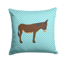 Load image into Gallery viewer, Zamorano-Leones Donkey Blue Check Throw Pillow - 14x14 Decorative Pillow – Art for Your Home &amp; Patio BB8027PW1414