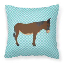 Load image into Gallery viewer, Zamorano-Leones Donkey Blue Check Fabric Decorative Pillow BB8027PW1818