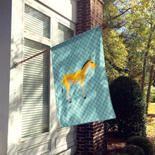 Load image into Gallery viewer, Turkmenian Kulan Donkey Blue Check Flag Canvas House Size BB8028CHF