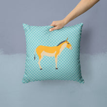 Load image into Gallery viewer, Turkmenian Kulan Donkey Blue Check Throw Pillow - 14x14 Decorative Pillow – Art for Your Home &amp; Patio BB8028PW1414