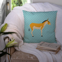 Load image into Gallery viewer, Turkmenian Kulan Donkey Blue Check Throw Pillow - 14x14 Decorative Pillow – Art for Your Home &amp; Patio BB8028PW1414