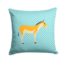 Load image into Gallery viewer, Turkmenian Kulan Donkey Blue Check Throw Pillow - 14x14 Decorative Pillow – Art for Your Home &amp; Patio BB8028PW1414