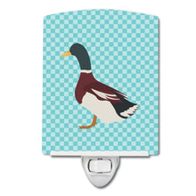 Load image into Gallery viewer, Rouen Duck Blue Check Ceramic Night Light BB8030CNL